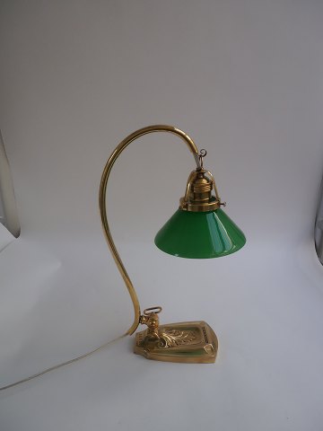 Messing klaverlampe m. skærm, Danmark ca. 1930.