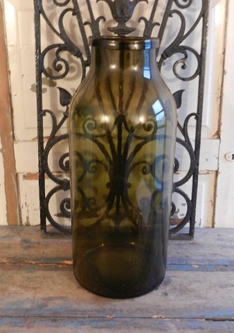 Stort 1800tals flaskegrønt sylteglas 50cm.