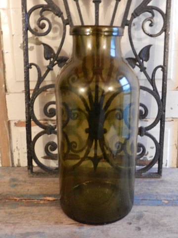 1800tals flaskegrønt sylteglas 42cm.