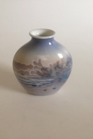 Dahl Jensen Porcelænsvase i Underglasur med strandmotiv No 91/56