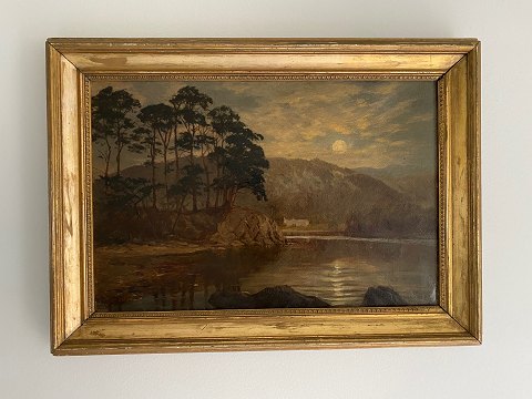 Månemaleri af Edward Henry Holder, formodentlig fra Friars Crag, Derwentwater, 
Lake District National Park, UK, 1880