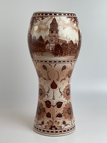 Umbrella stand, ceramic cane holder. Motifs from the city of Turku (Abo) in 
Finland - by H.C. von Rumsolykin for Kupittaan Savi