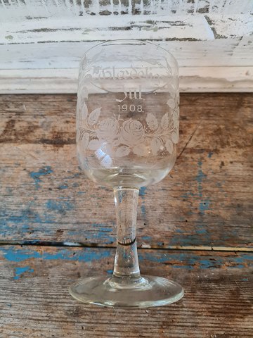 Glædelig jul glas 1908 fra Kastrup Glasværk
Højde 16cm.