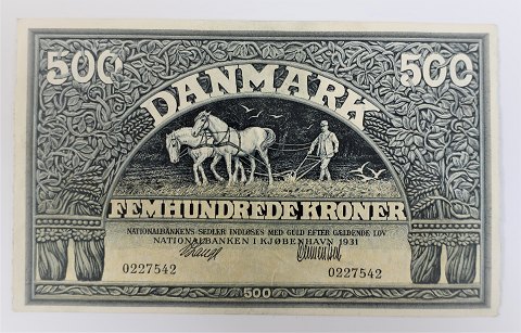 Denmark. Banknote DKK 500 1931. Uncirculated