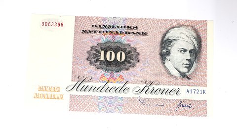 Danmark. Pengeseddel 100 kr. 1972 A1. Ucirkuleret.