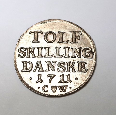 Danmark. Frederik IV. Sølv 12 skilling 1711