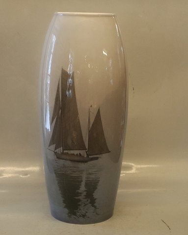 Royal Copenhagen 78 RC Vase 40.5 cm Marine and sailship motives Signed by Harry 
Kluge
