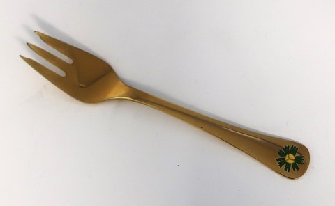 Georg Jensen. Sølvbestik. Årskagegaffel 1982. Sterling (925) forgyldt. Længde 
13,6 cm