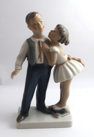 Lyngby. Porcelain figure. Girl and boy. Model 93. Height 21 cm. (1 quality)