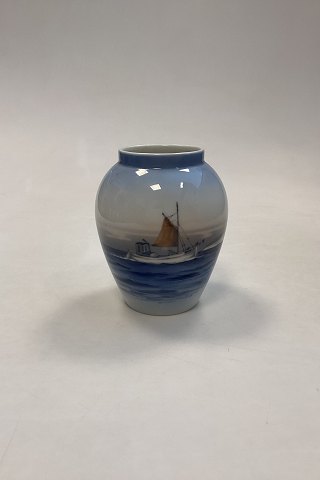 Lyngby Porcelain Vase with Fisherman Boat No. 74-2