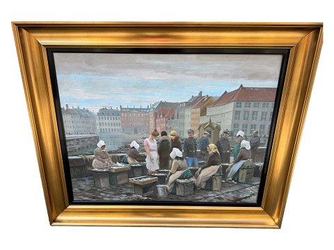 Søren Christian Bjulf
Large oil painting with Fish wifes at Gammel Strand Copenhagen