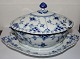 Royal Copenhagen Blue Fluted Full lace Gravy boat with lid and attached 
underplate No 1106