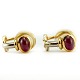 Frantz Hingelberg, earclips in 18k gold and whitegold with rubies