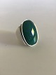 Stor Georg Jensen Sterling Sølv Ring No. 209 med Grøn Agat