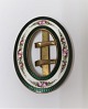 Metal belt buckle with enamel. Height 6 cm.