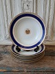 Set of 6 B&G soup plates decorated with royal blue, Greek eternity pattern and 
coat of arms in gold 24.5 cm.