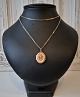 1800s medallion with 6 real pearls in long chain - 14 kt 80 cm.