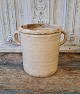 Beautiful pottery jar with beautiful cream-colored glaze 18.5 cm.