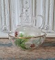 Strawberry set consisting of bowl and jug with hand-painted enamel decoration 
and gilded edge no. 660/355 Fyens Glasvork approx. 1901