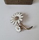 Vintage broche med to blomster i forgyldt sterlingsølv og emalje - Jemax