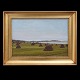Vilhelm Kyhn maleri. Vilhelm Kyhn, 1819-1903, høstlandskab, olie på lærred. Signeret og dateret 14/8 1867. Lysmål: 22x32cm. Med ramme: 30x40cm