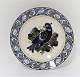 Aluminum. Faience Plate with bird. Model 1182-404. Diameter 20 cm.