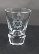 Danish freemason glasses, schnapps glasses engraved with freemason symbols, on 
an edge-cutted foot