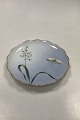 Bing & Grondahl Cake Plate with Flower decoration and goldrim.