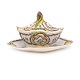 Small faience tureen by Rörstrand, Sweden, signed 12/10 1767. H: 18cm. L: 28cm