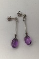 Georg Jensen Sterling Silver Earrings (studs) Dew Drop Amethyst
