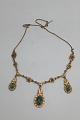 Danish 14 Carat Gold Necklace with Turquoise B.J.G. Sørensen