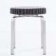 Jørgen Høj / Klassik Studio.
JH Stool with steel frame and upholstered seat in striped fabric from Kjellerup 
Væveri.
1 pc. in stock
