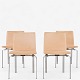Jørgen Høj / Klassik Studio.
JH 3 - Set of 4 dining chairs with frame in steel and seat in vegetal natural 
leather.
1 set in stock
