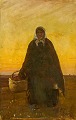 "Glade Elsie i sent Skagens lys" Olie maleri på lærred.