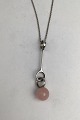 Georg Jensen Sterling Sølv Vedhæng No 473A Sphere (Rosa Quartz)(Stor)