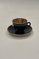 Aluminia Confetti Sort Kaffekop og underkop med guld