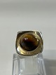 Vintage ring med sten, tigerøje i sterlingsølvStørrelse 55