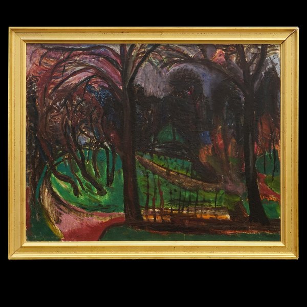 Jens Søndergaard, 1895-1957. Oil on canvas. Signed and dated 1928. Visible size: 
77x97cm. With frame: 90x110cm