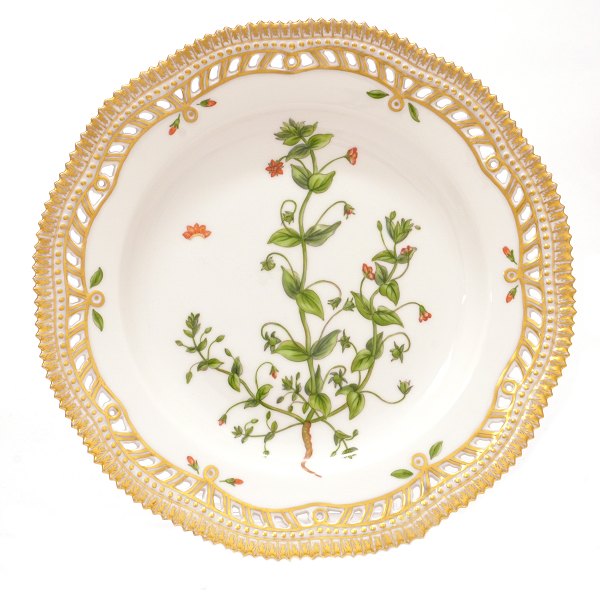 Royal Copenhagen Flora Danica dinner plate 3553. "Anagallis arvensis L.". D: 25,5cm