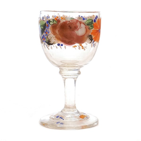 Enamel decorated glass circa 1860-80. H: 12cm